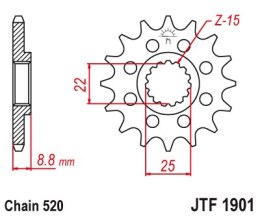 JT ZĘBATKA PRZÓD Z GUMĄ 1248 13 KTM SX EXC 91-25, BETA, GASGAS, HUSQVARNA 124813RB 520-ZAMÓWIĆ