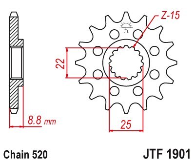 JT ZĘBATKA PRZÓD Z GUMĄ 1248 13 KTM SX EXC 91-25, BETA, GASGAS, HUSQVARNA 124813RB 520-ZAMÓWIĆ
