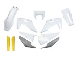 UFO KOMPLET PLASTIKÓW FULL KIT Z OSŁONAMI TELESKOPÓW AMORTYZATORÓW HUSQVARNA TX TE 125 150 250 300 20- 22, FE 250 /