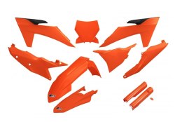 UFO KOMPLET PLASTIKÓW (FULL KIT) Z OSŁONAMI TELESKOPÓW (AMORTYZATORÓW) KTM SX 125 / 250 / 300 TBI '23-'24, SX-F 250 / 350 / 450