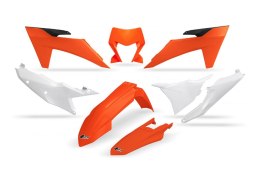 UFO KPL PLASTIKÓW KTM EXC 150 250 300 TBI 24- 25, EXC-F 350 450 500 25 KOLOR POMARAŃCZOWY BIAŁY