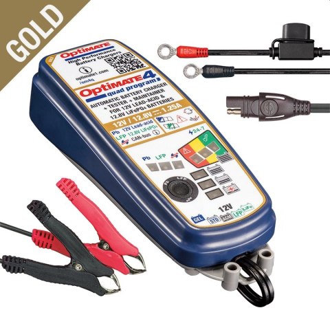 OPTIMATE ŁADOWARKA AKUMULATORÓW 4 QUAD PROGRAM 12V 1.25A, 4-60AH AGM GEL STD, 12.8 13.2V 2-15AH LITHIUM LI