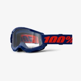 100 PROCENT GOGLE STRATA 2 NAVY -CLEAR LENS - BLUE/RED SZYBKA PRZEŹROCZYSTA