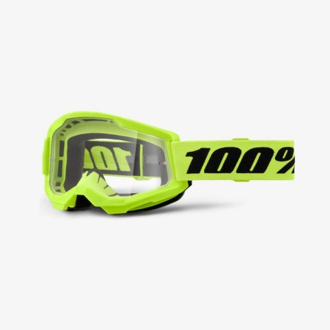 100 PROCENT GOGLE STRATA 2 NEON -CLEAR LENS - FLUO SZYBKA PRZEŹROCZYSTA