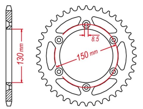 GROSSKOPF ZĘBATKA TYLNA ALUMINIOWA BLACK 52 YAMAHA