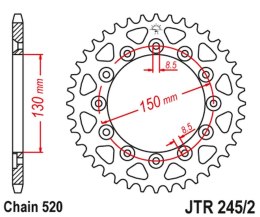 JT ZĘBATKA TYLNA 270 39 YAMAHA WR 250R 08-20 27039JT JTR245/2.40 ŁAŃC. 520