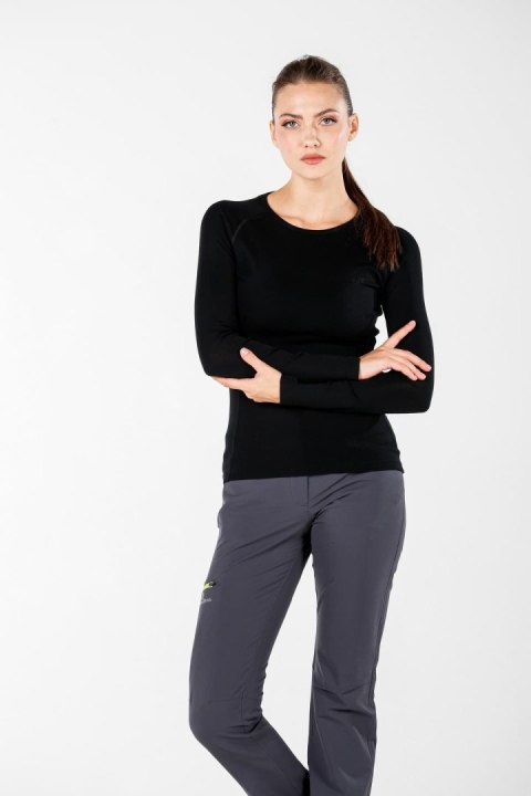WOOLONA ALIZE KOSZULKA TERMOAKTYWNA DAMSKA Z DŁUGIM RĘKAWEM (100% WEŁNY MERINO) KOLOR CZARNY S