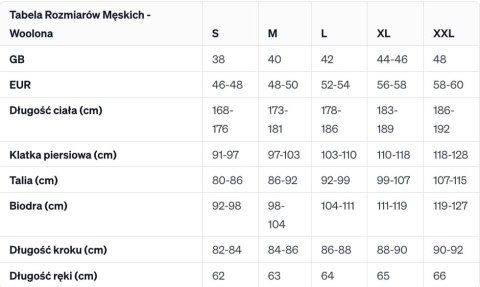 WOOLONA ATLAS BIELIZNA TERMOAKTYWNA MĘSKA (SPODNIE) (100% WEŁNY MERINO) KOLOR ANTRACYT XL