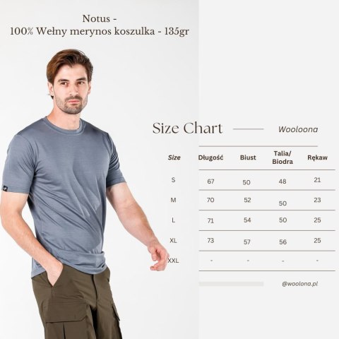 WOOLONA NOTUS KOSZULKA TERMOAKTYWNA MĘSKA (T-SHIRT) (100% WEŁNY MERINO) KOLOR CZARNY ROZMIAR L WOOLONA NOTUS KOSZULKA TERMOAKTYWNA MĘSKA (T-SHIRT) (100% WEŁNY MERINO) KOLOR CZARNY ROZMIAR L
