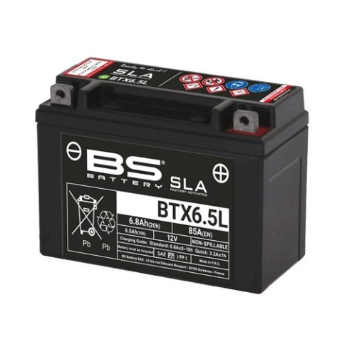 BS AKUMULATOR BTX6.5L FA YTX6.5L 12V 6.8AH 139X66X102 BEZOBSŁUGOWY-ZALANY 85A 10