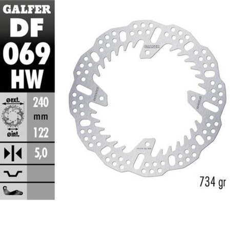 GALFER TARCZA HAMULCOWA TYŁ CR 125 250 CRF250R 04-23 CRF 450R 09-23 240X140X5MM SHARK ENDURO MX