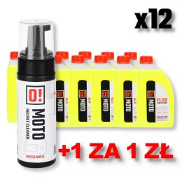 OMOTO ZESTAW 12 SZTUK PŁYN DO CHŁODNIC 1L O! FLUO XTREME COOL + PIANKA MYCIA KASKU 150ML FOAM FRESH HELMET CLEANER