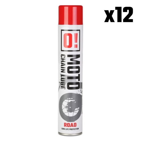 OMOTO ZESTAW 12 SZTUK SPRAY SMAR DO ŁAŃCUCHA 750ML ROAD O! CHAIN LUBE OLE-006 PAKIET