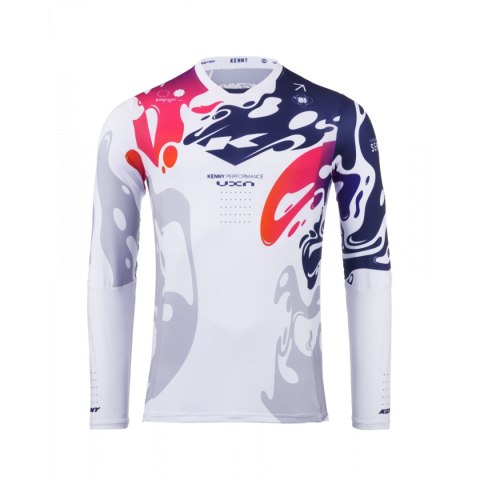 KENNY RACING KOSZULKA CROSS/ENDURO PERFORMANCE FLUID WHITE/GREY/RED/BLUE L KENNY RACING KOSZULKA CROSS/ENDURO PERFORMANCE FLUID WHITE/GREY/RED/BLUE L