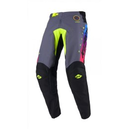 KENNY RACING SPODNIE CROSS/ENDURO TRACK FOCUS NEON GREY/BLACK/ŻÓŁTY/ROZE 34